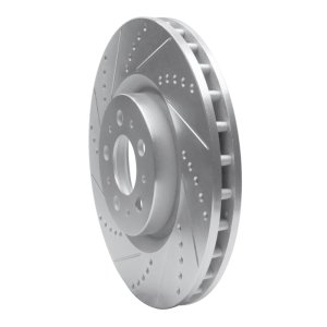 Volvo V70 Brake Rotor (1) - Front Left - R1 Concepts - Drilled & Slotted - Silver - `04-`07
